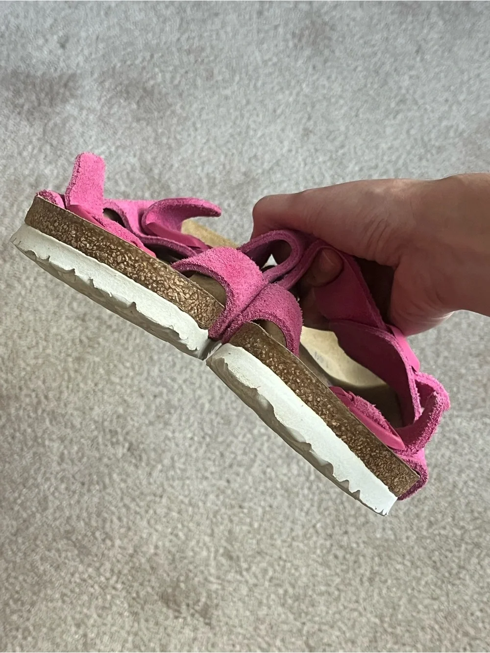 Birkenstock Arizona Suede soft footbed Two‑Strap Sandal in Fuchsia Tulip Pink39